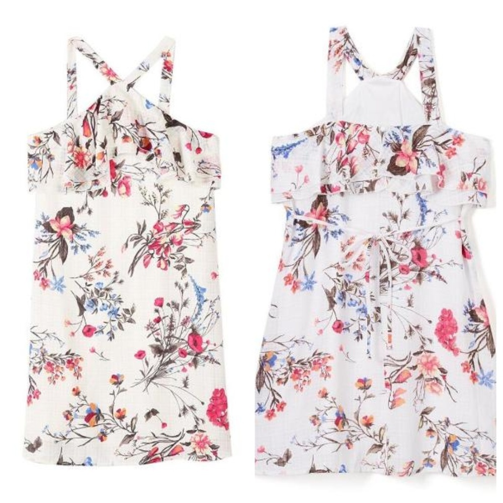 Speechless Girls Floral Halter Ruffle Shift Dress Ivory Size 7 8‎ 10 NWT